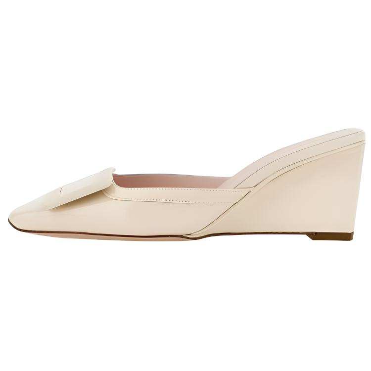 Roger Vivier Belle Vivier Closed Toe Slippers 6cm Women's Cream