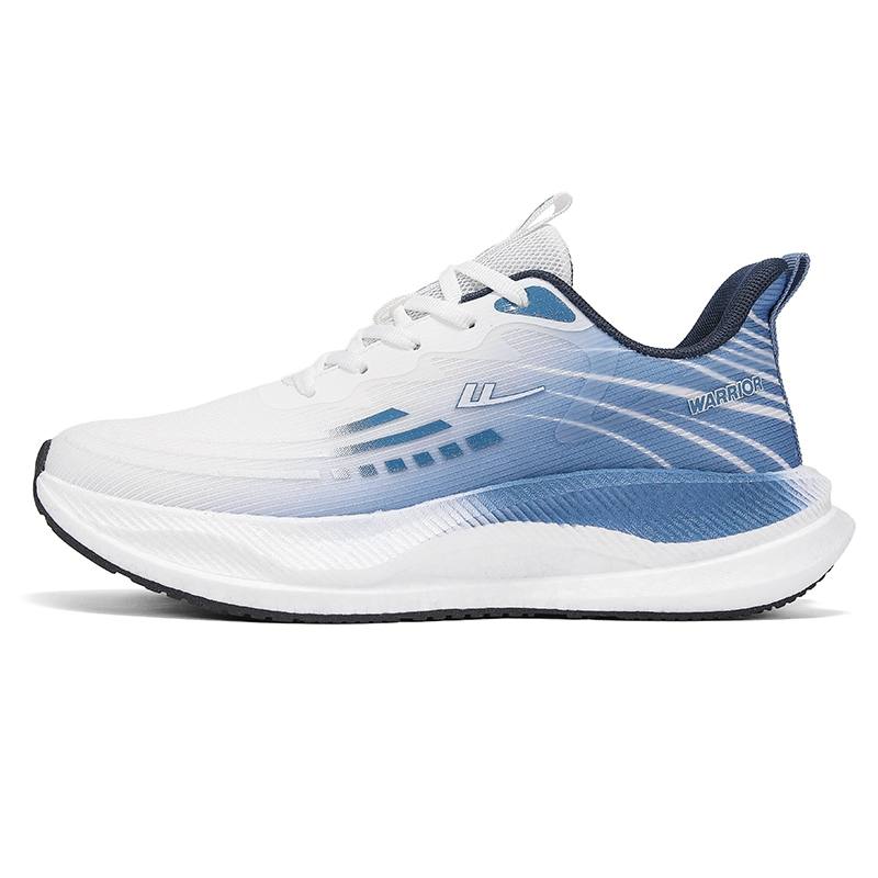 Warrior Cushioning Height Increasing Abrasion Resistant Lightweight Low top Running Shoes Men's White Metal Blue