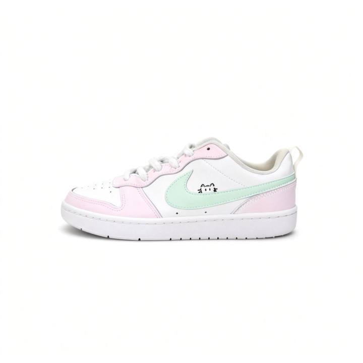 Nike Nike Pink And White Kitten Leather Cushioning Abrasion Resistant Slip Resistant Low top Skateboard Shoes Unisex Pink