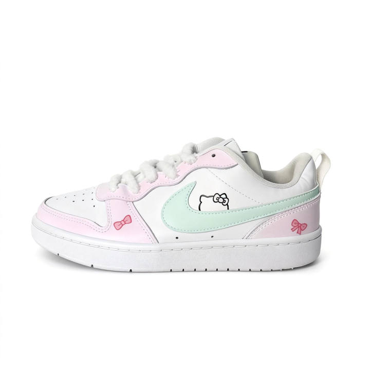 Nike Nike Pink White Katy Leather Low top Skateboard Shoes Unisex Pink