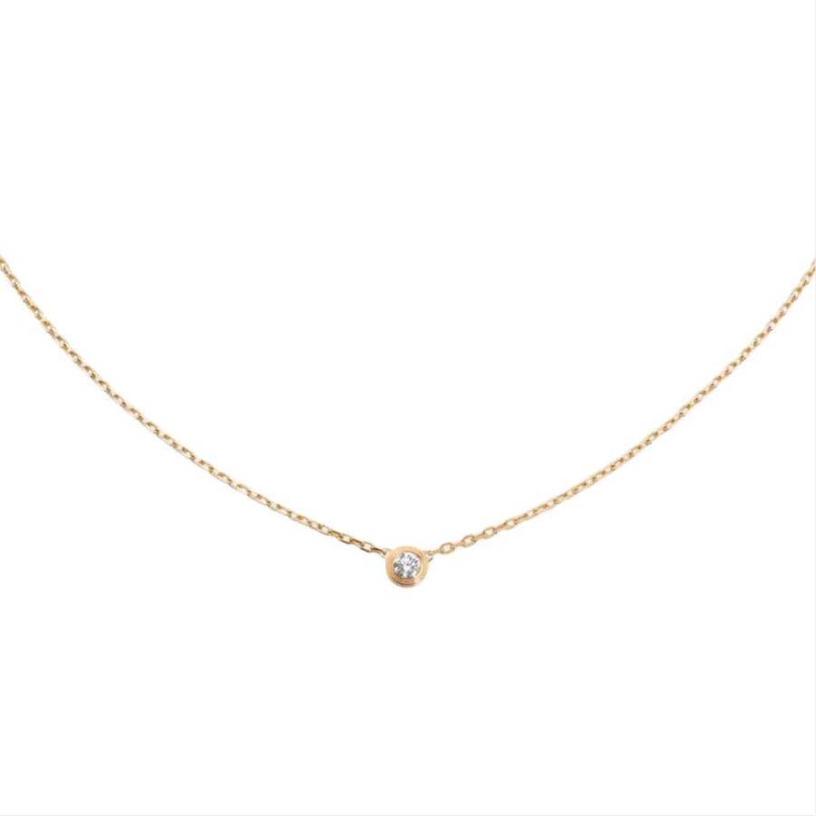 CARTIER D'Amour Collection 18K Gold Diamond Necklaces Unisex Gold