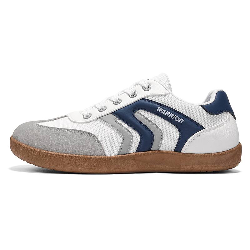 Warrior Abrasion Resistant, Lightweight, And Breathable Low top Skateboard Shoes Men's White Gray Dark Blue