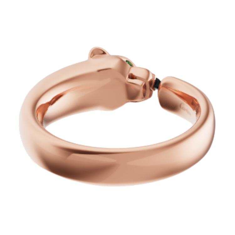CARTIER Panthère De Cartier 18K Gold Onyx Saphire Rings Unisex Rose Gold