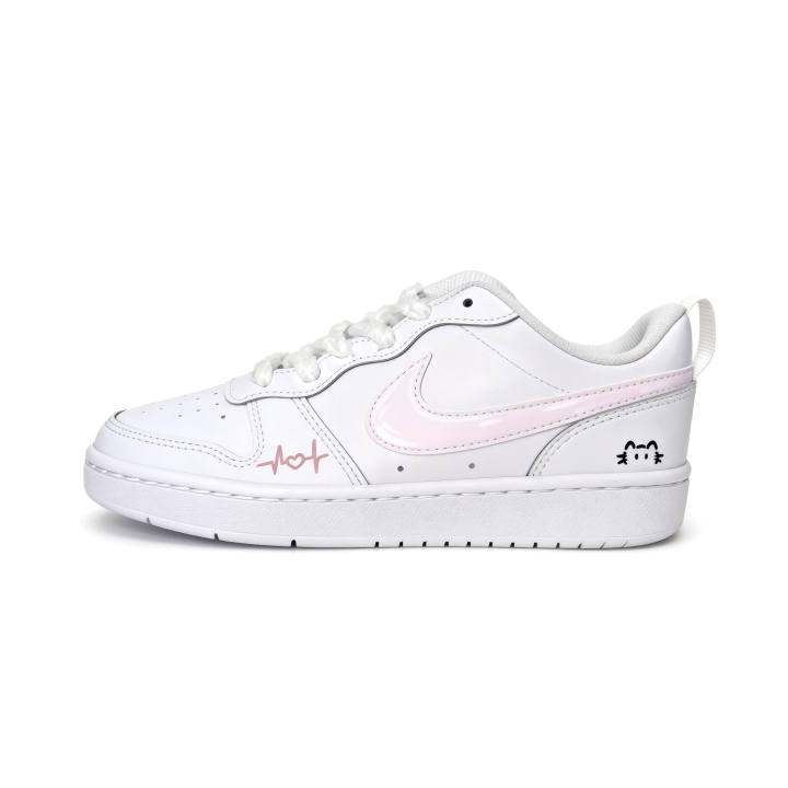 Nike Nike Heartbeat Kitten Leather Cushioning Abrasion Resistant Slip Resistant Low top Skateboard Shoes Unisex Pink White