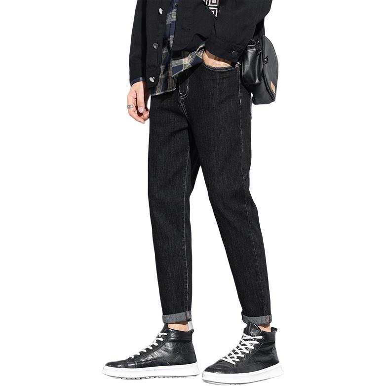 Tonlion Jeans Unisex Black Gray Color Moderate Straight Fit Pants