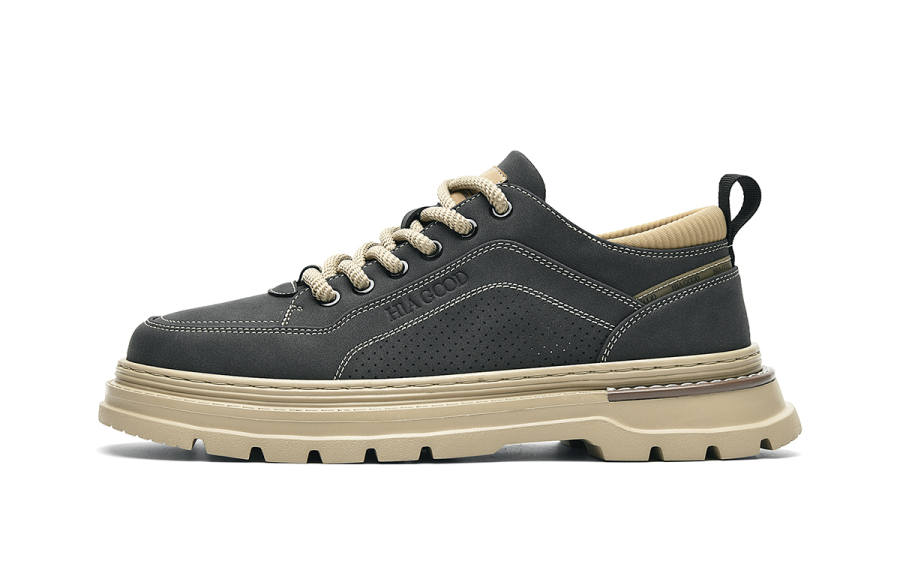 HLA Synthetic Leather Vintage Outdoor Casual Fleece Lined Versatile Low Top Abrasion Resistant Work Boots Men's