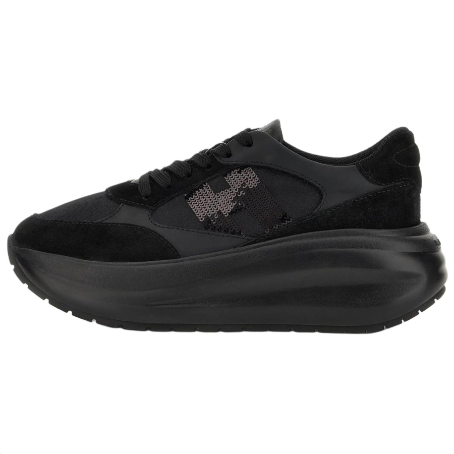 HOGAN Maxi I Active Leather, Suede Low top Casual Shoes 6.6cm Women's Black
