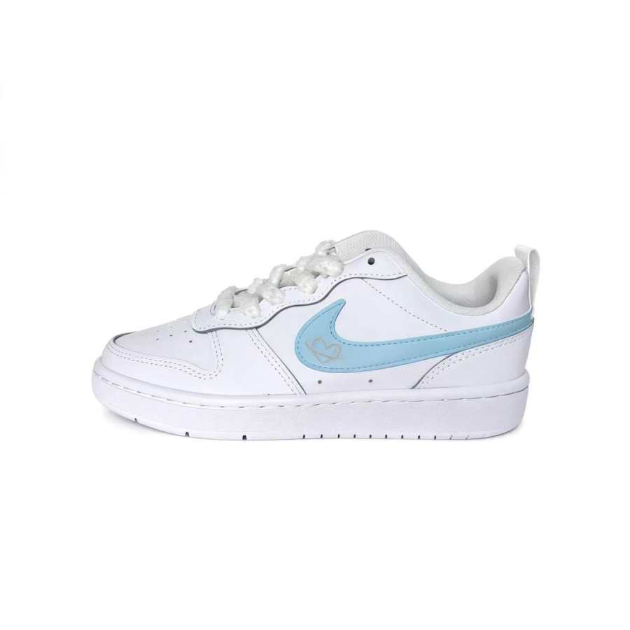 Nike Nike Pink Blue Sweetheart Leather Cushioning Abrasion Resistant Slip Resistant Low top Skateboard Shoes Unisex White