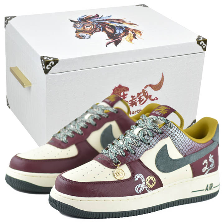 Nike Nike Air Force 1 Slip Resistant Abrasion Resistant Low top Skateboard Shoes Men's Red