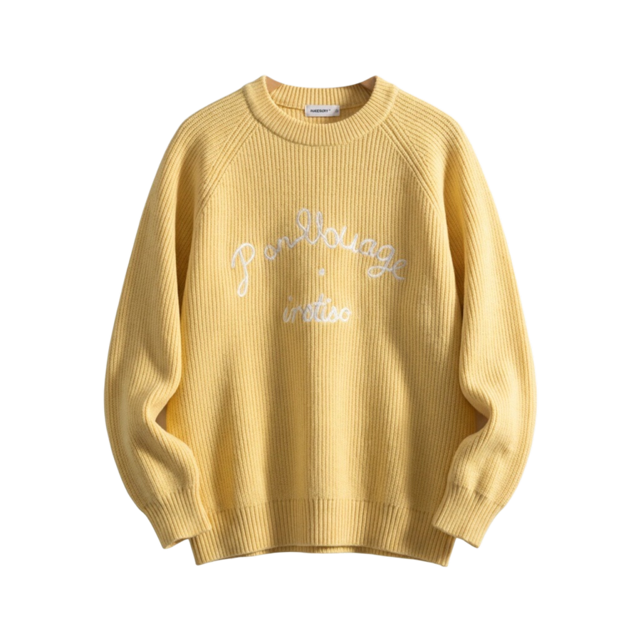Sugarfunk Knitwear Women's Yellow Sweater Crew Neck Moderate