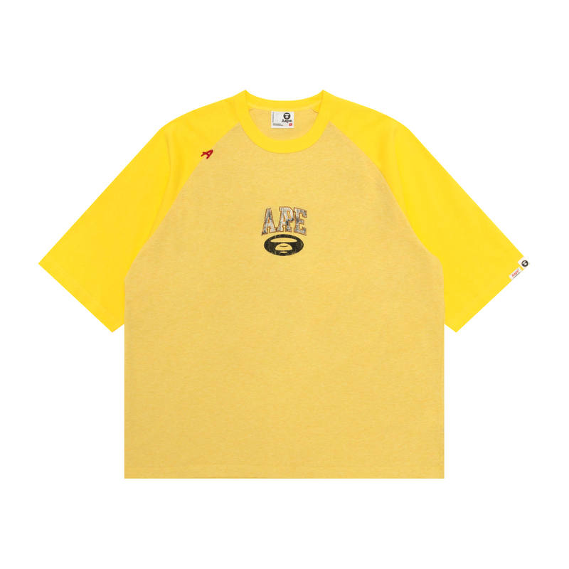 Aape T Shirts Men's Yellow YE2 Crew Neck Moderate Straight Fit