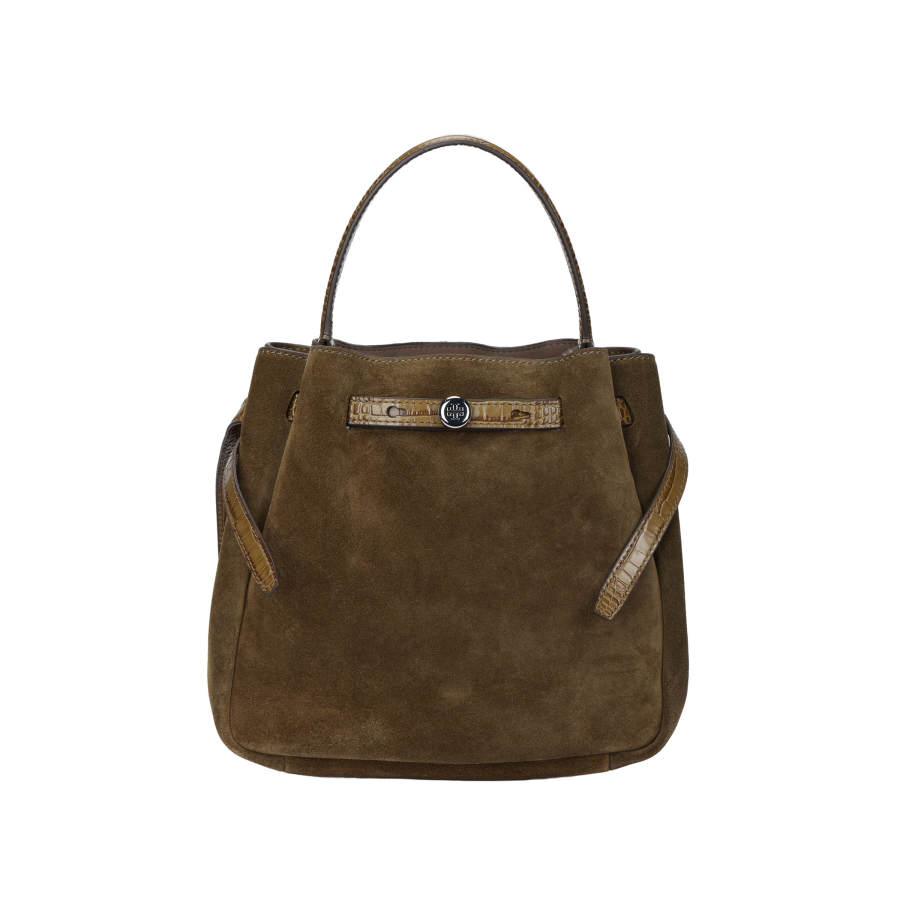 TORY BURCH Romy Cow Split Leather Handbag Women's Olive Green