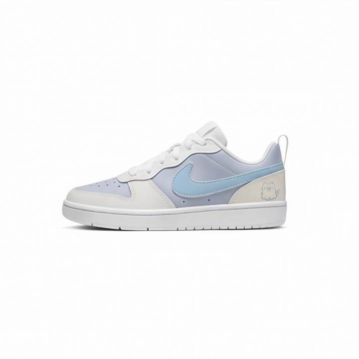 Nike Nike Court Borough 2 Ice Blue Milk Bear Leather Abrasion Resistant Slip Resistant Low top Cute Style Skateboard Shoes