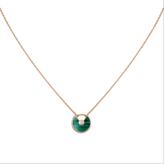 Cartier 18K rose gold Amulette de Cartier malachite diamond necklace