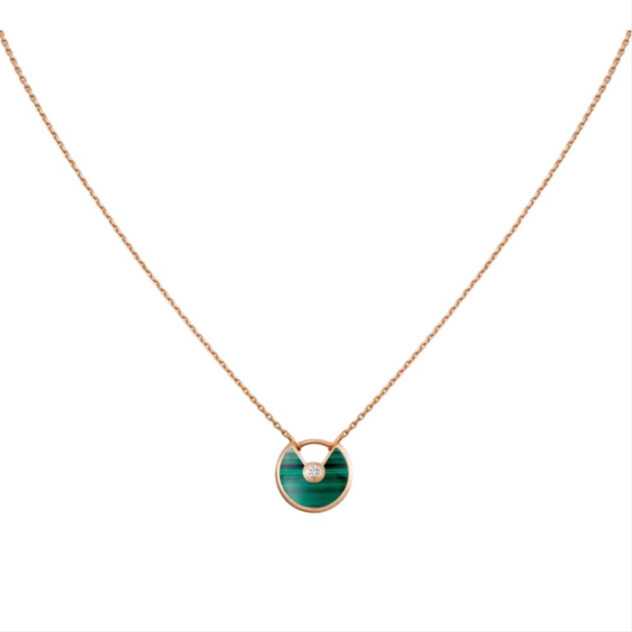 Cartier 18K rose gold Amulette de Cartier malachite diamond necklace