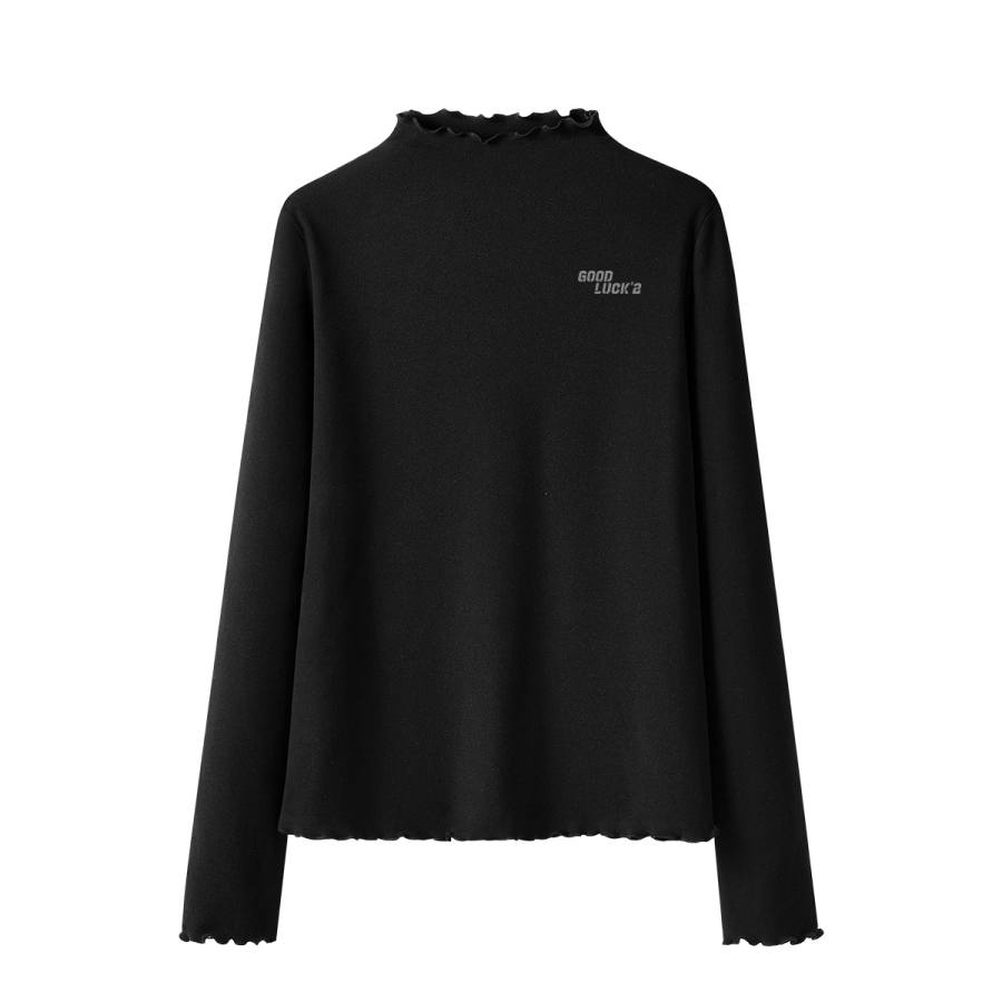 Tonlion T Shirts Women's Half Turtleneck Moderate Straight Fit