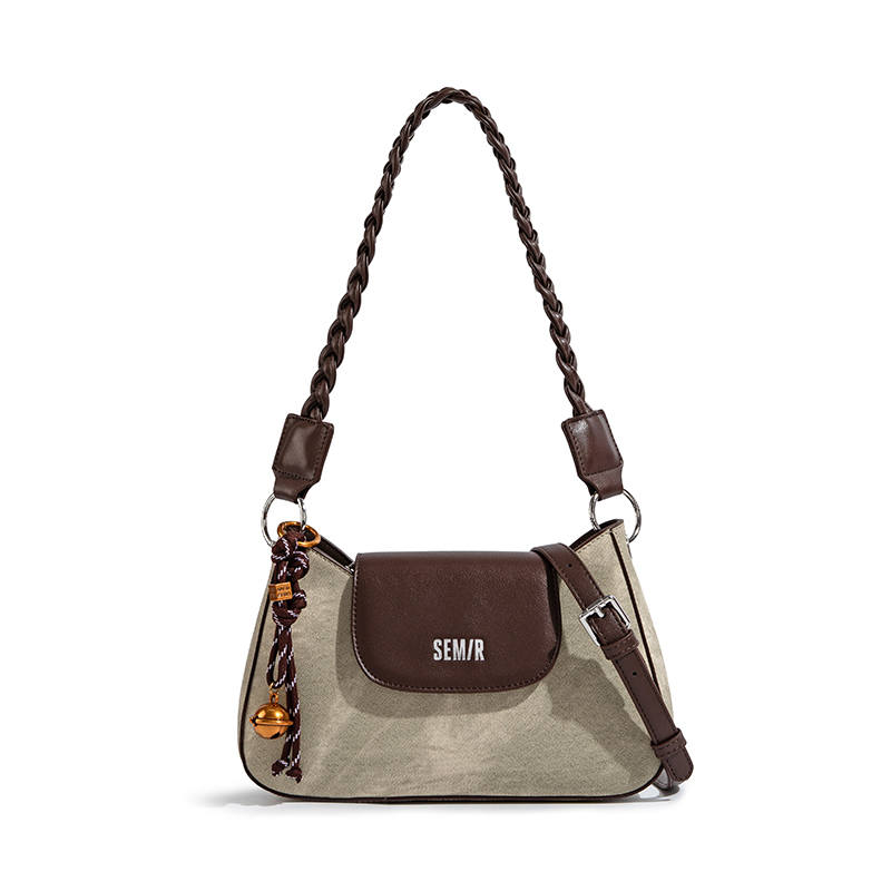 Semir Pu Shoulder Bag Regular Women's Gray Green & Coffee