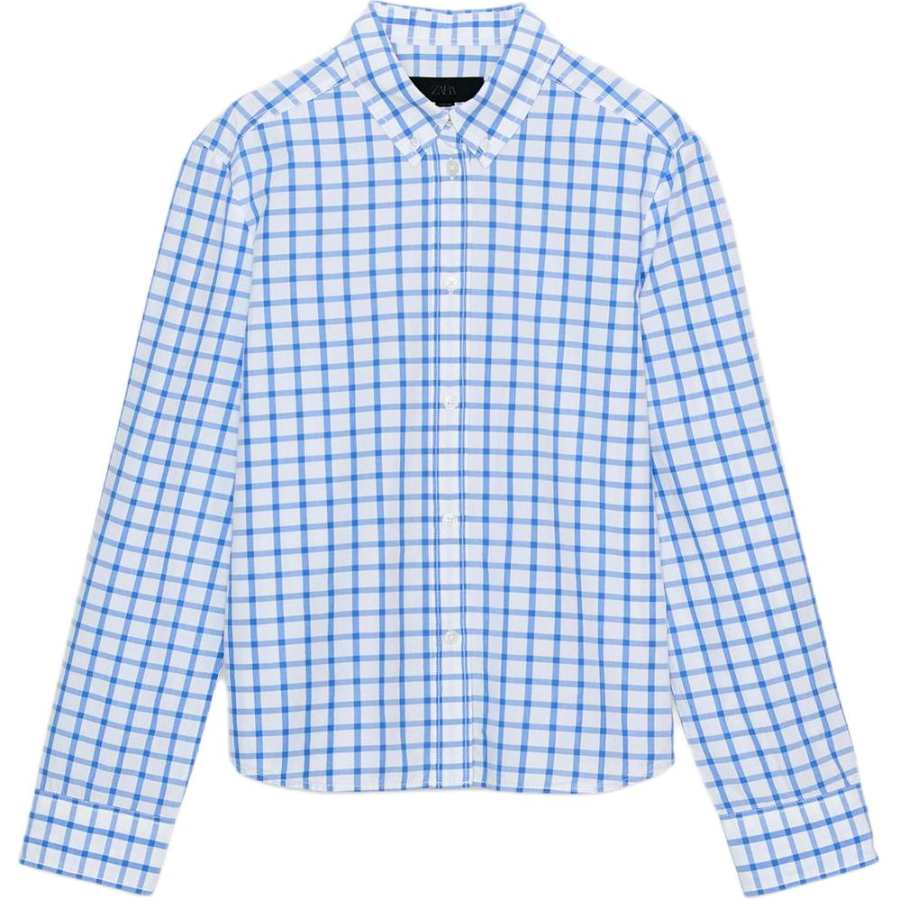 ZARA Shirts Women's Dark Blue Lapel Moderate