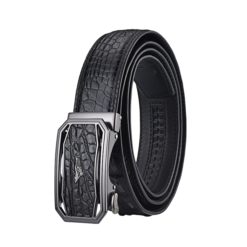 SEPTWOLVES Crocodile Leather Cow Leather Alloy Automatic Buckle Belt Men's 3.5cm