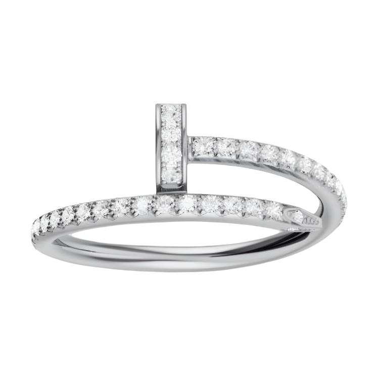 CARTIER JUSTE UN CLOU 18K Gold Diamond Rings Unisex White Gold