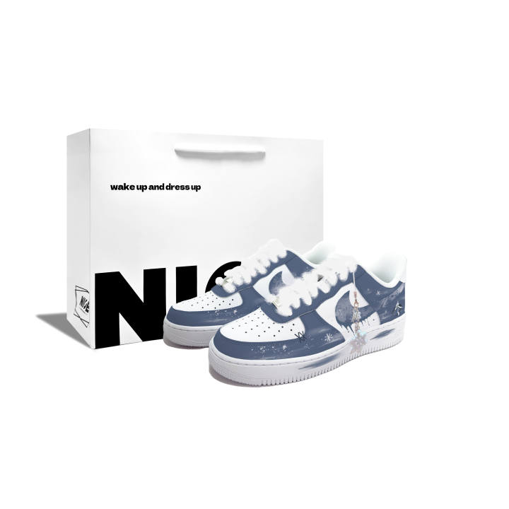 Nike Nike Air Force 1 Starlight Snow Scene, Premium, Vintage, Campus Style, Hand Drawn Graffiti Leather