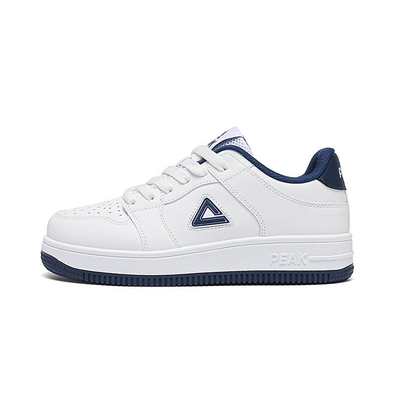 PEAK Air Force 1 Synthetic Leather Low top Skateboard Shoes White/Navy Blue Unisex
