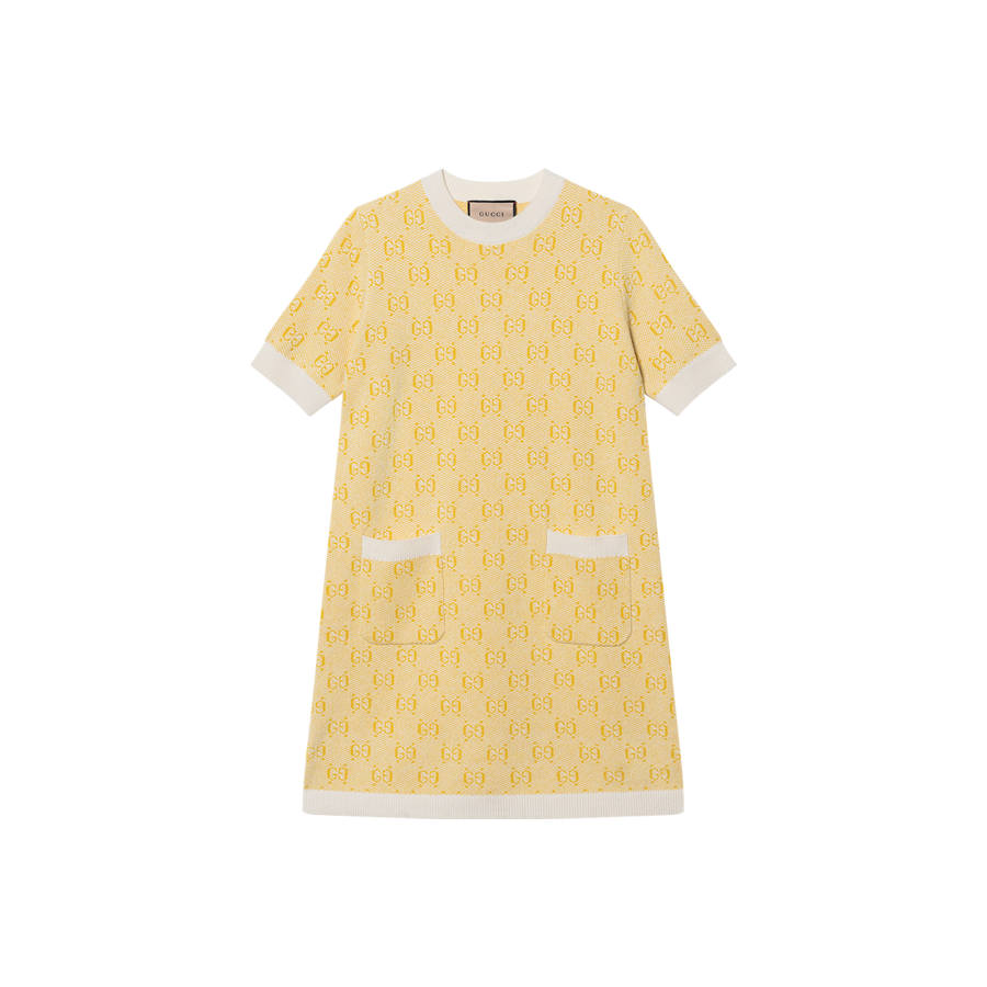 GUCCI SS24 Short Sleeved Dress Women's Yellow