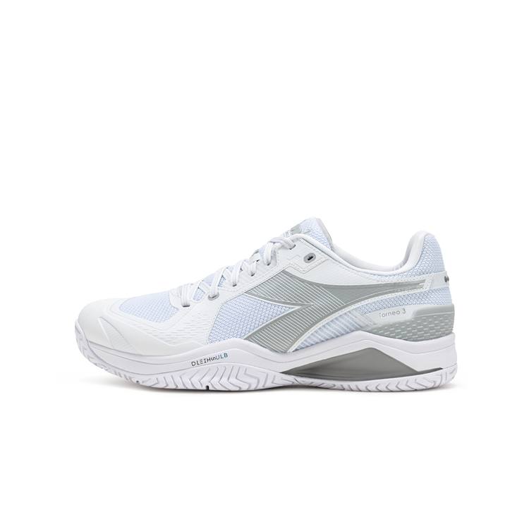 Diadora Cushioning Abrasion Resistant Support Low top Tennis Shoes Men's White Silver