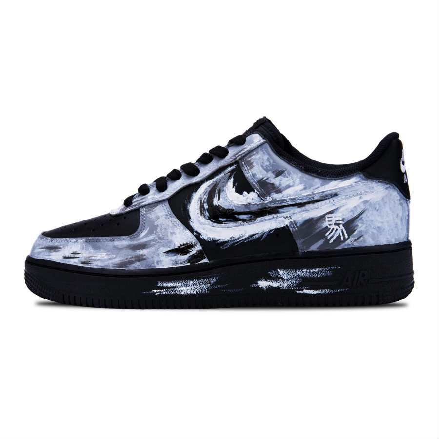 Nike Nike Air Force 1 Galloping Into A New Journey Leather Abrasion Resistant Low top Skateboard Shoes Men's Black