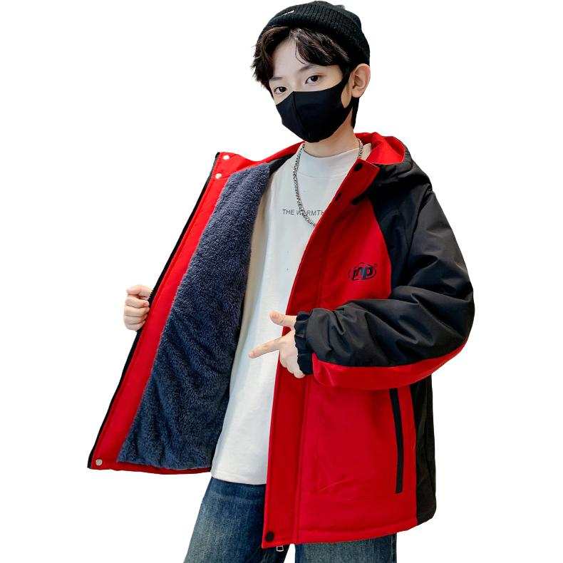 Lanza Casual Padded Jacket Winter Thickened And Fleece Lined Stylish Hooded Color Block Cotton Jacket Teenagers