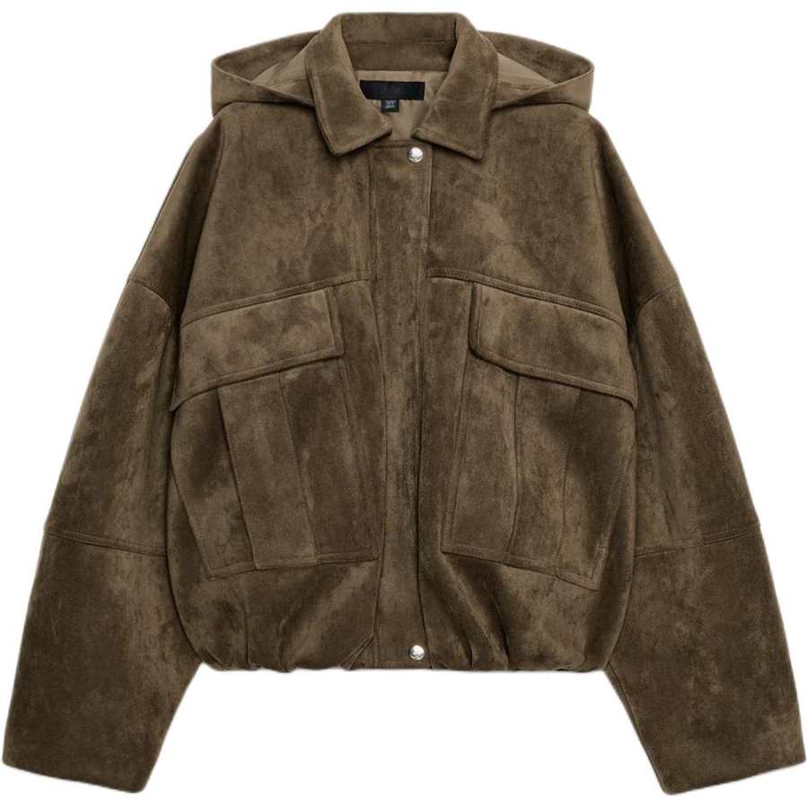 ZARA Jackets Women's Khaki Lapel Moderate Pilot