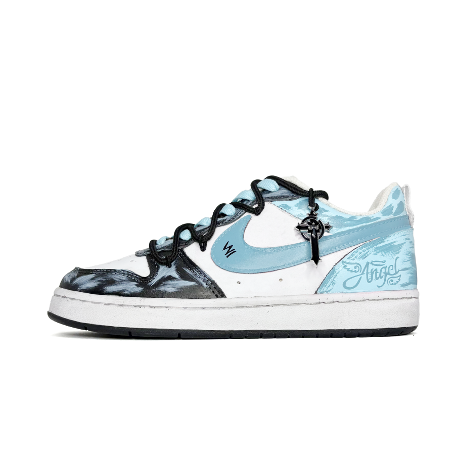 Nike Nike Court Borough Angel Island Abrasion Resistant Slip Resistant Low top Skateboard Shoes Black Blue Teenagers