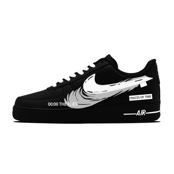Nike Nike Air Force 1 Midnight Voyage Abrasion Resistant Slip Resistant Low top Skateboard Shoes Unisex Black White