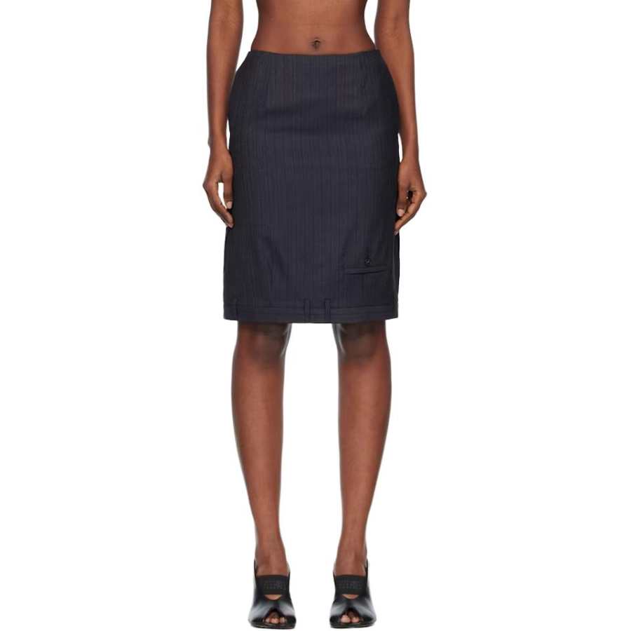 MM6 Maison Margiela Pinstripe Pocket Midi Skirt