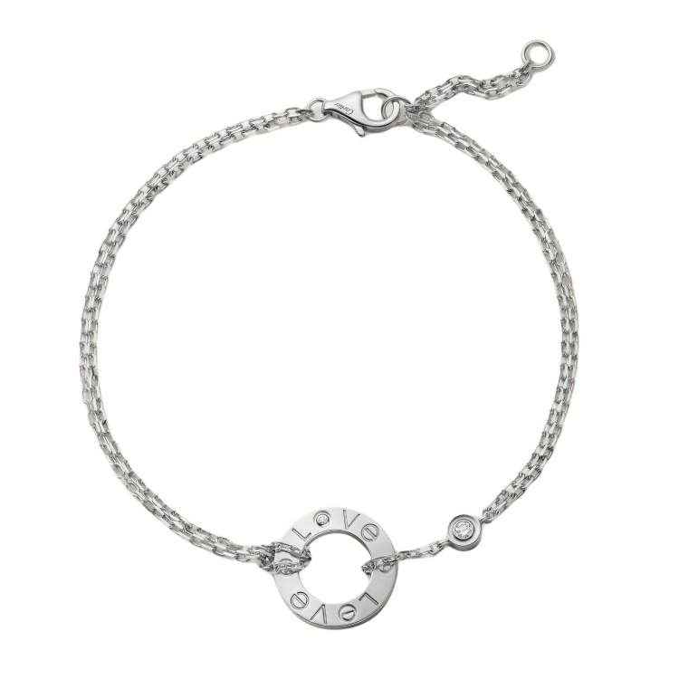 CARTIER LOVE 18K Gold Diamond Bracelets Unisex White Gold