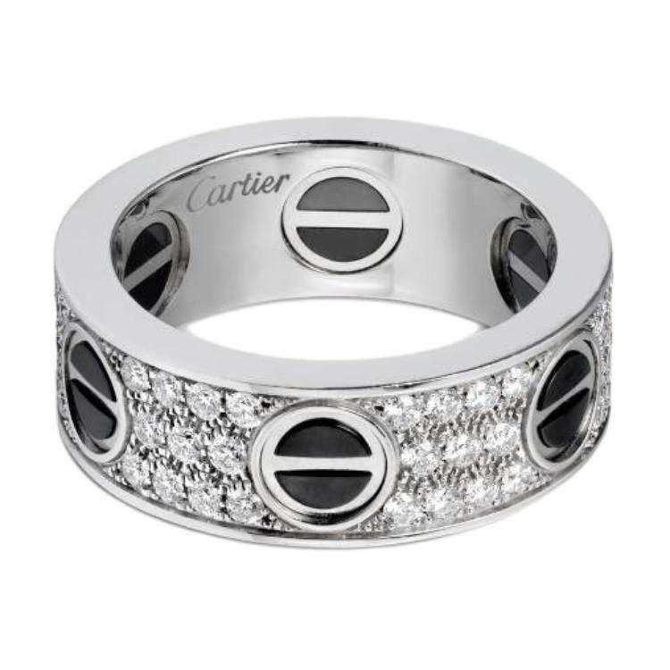 Cartier 【Pre-Owned】pre-owned 18k white gold Love diamond and ceramic ring