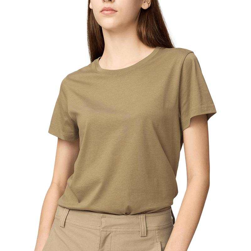 UNIQLO U Collection T Shirts Women's Khaki Crew Neck Moderate Straight Fit
