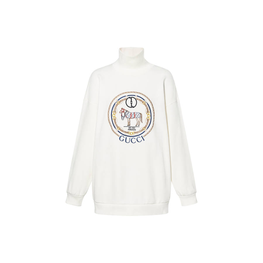 GUCCI Jersey Sweatshirt With Embroidery Sweatshirt Women's White