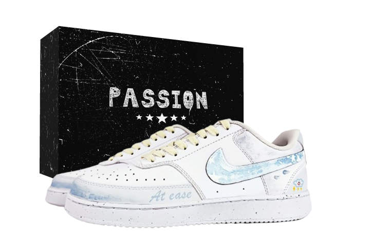 Nike Nike Court Vision 1 Ink Wash White Blue AF1 Abrasion Resistant Slip Resistant Abrasion Resistant Slip Resistant Low top