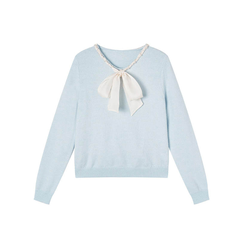 XIANGYING Knitwear Women's Nautical Blue Crew Neck Moderate Cardigan