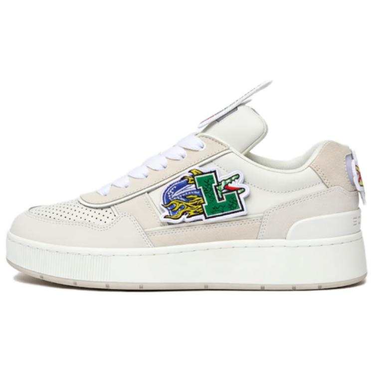 LACOSTE Ace Clip Leather Breathable Skateboard Shoes Men's Beige
