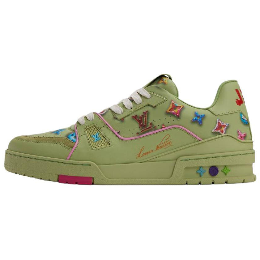 LOUIS VUITTON Trainer Donut Cow Leather Low top Skateboard Shoes Men's Green