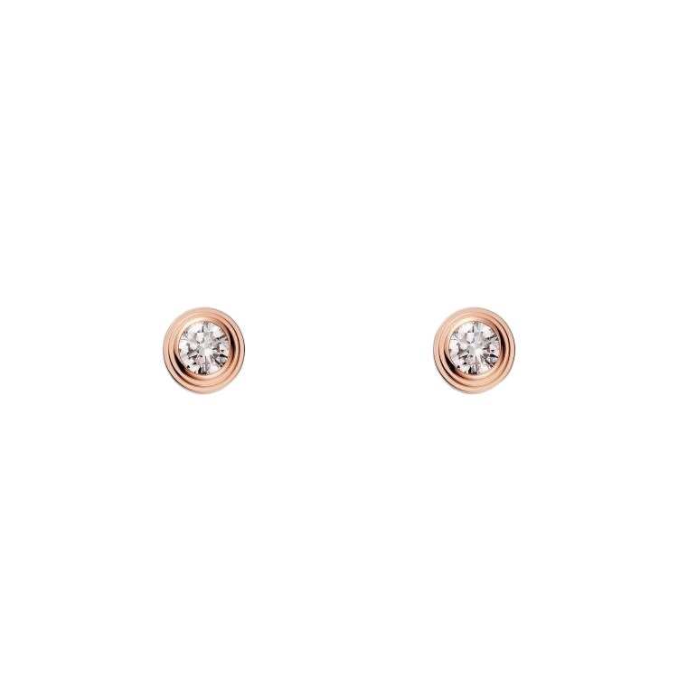 CARTIER D'Amour Collection 18K Gold Diamond Stud Earrings Unisex Rose Gold
