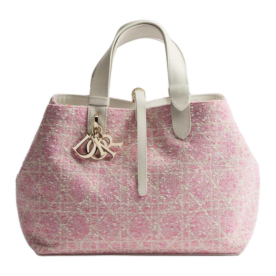 DIOR Sheep Wool With Cow Leather Handbag Medium Women's Pink Bold Floral