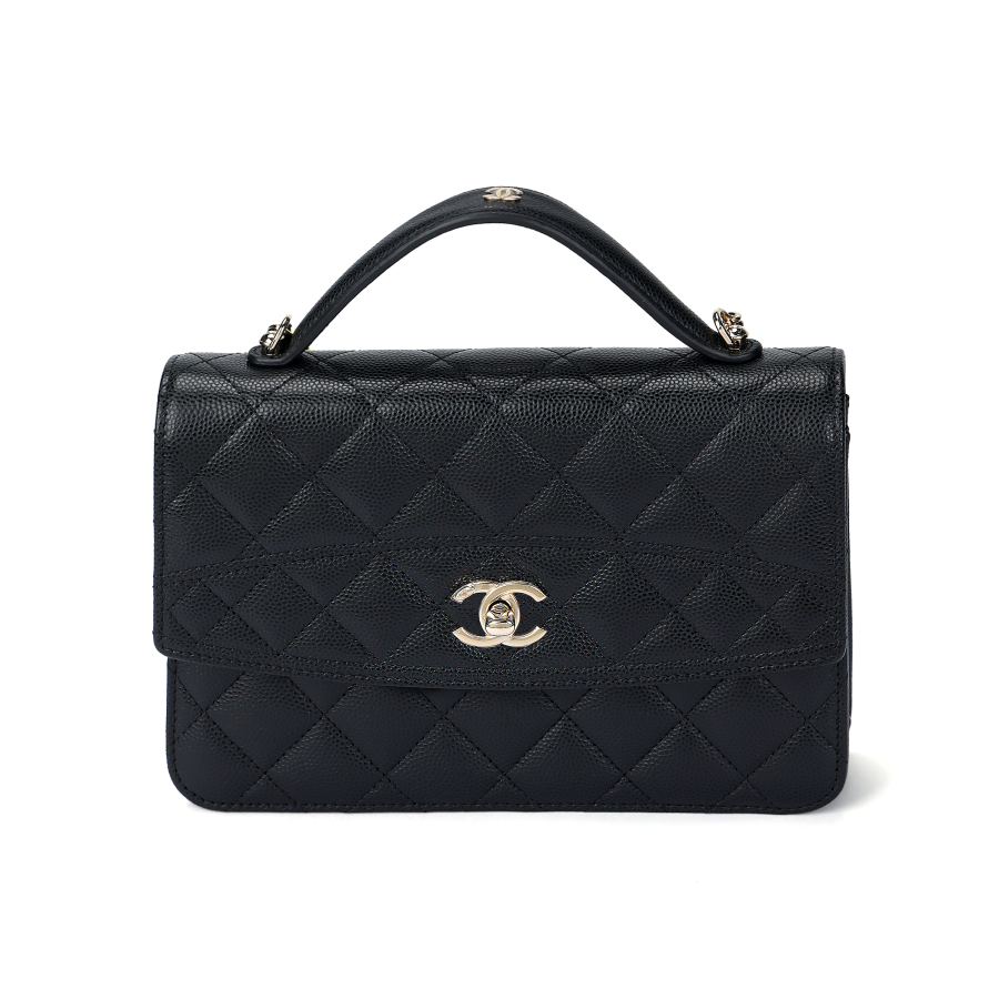 CHANEL Caviar Cow Leather Material Gold Metal Shoulder Bag, Crossbody Bag, Handbag Women's Black