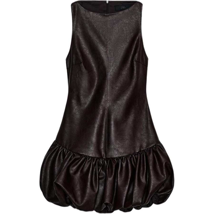 ZARA Sleeveless Dresses Women's Dark Brown Boat Neck Moderate