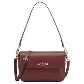 YEARCON Cow Leather, Textile, Synthetic Leather Shoulder Bag Women's Burgundy/Ecru