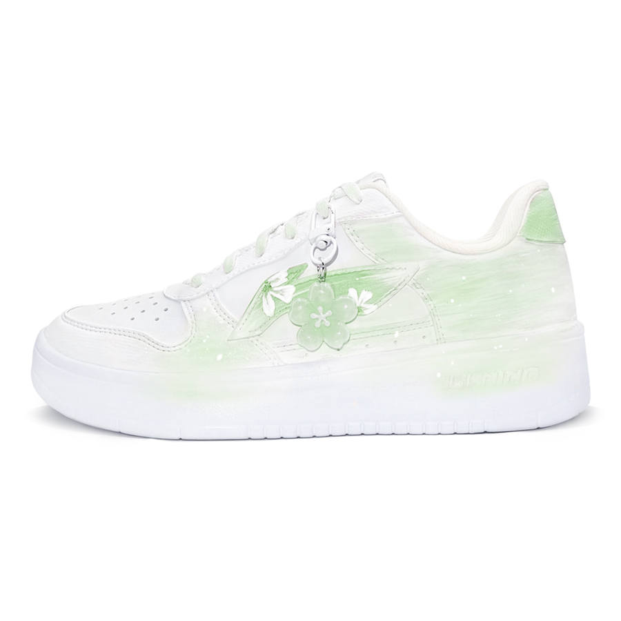 Li-Ning Li Ning Floating Boat Jade Fairy Trail, First Culture V Low top Skateboard Shoes Women's White Green