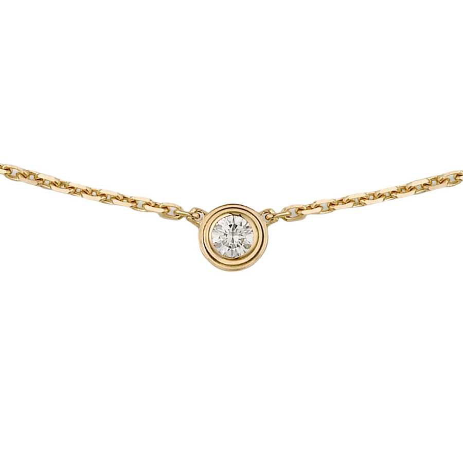 CARTIER D'Amour Collection 18K Gold Diamond Necklaces Unisex Gold