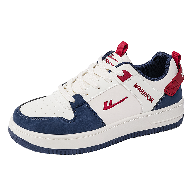 Warrior Fashion Versatile White Sneakers Leather Low top Skateboard Shoes Men's